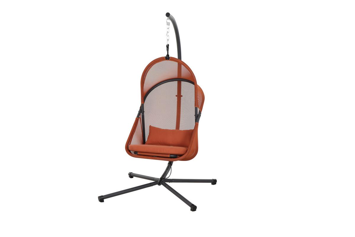 Hängesessel Mit Gestell Mit Sitz- Und Rückenkissen - Anthrazit/Rot, KONVENTIONELL, Kunststoff/Textil (123/195/106cm) - Siena Garden