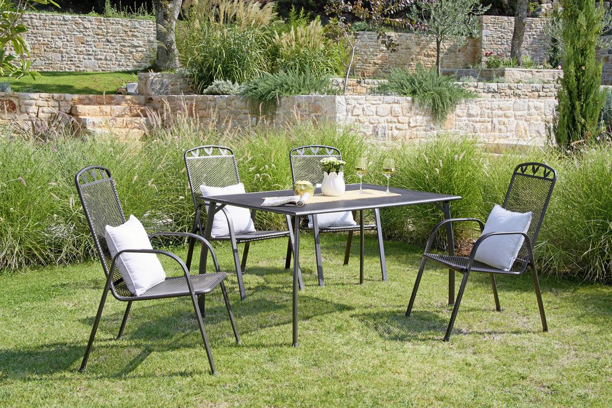 Gartentisch höhenverstellbar Toulouse, Stahl L 140 cm - Anthrazit/Schwarz, MODERN, Kunststoff/Metall (140/74/90cm) - Luca Bessoni