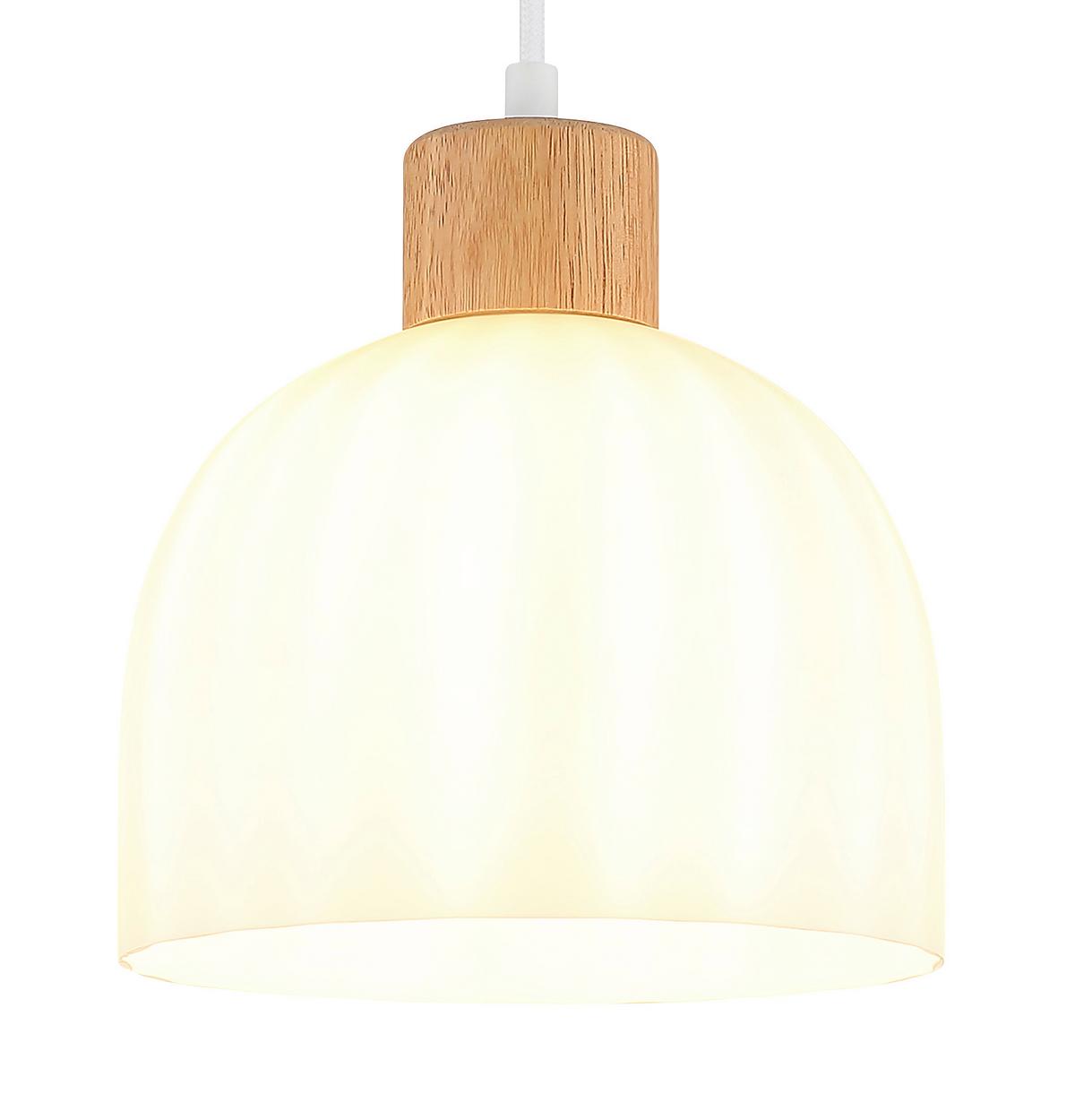 HÄNGELEUCHTE Braun, Opal, ca. 20x20 cm - Opal/Braun, Design, Glas/Holz (20/120cm) - Globo