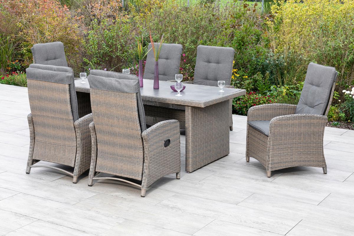 Gartenset Atrani - Grau, MODERN, Kunststoff/Textil - Gardenson
