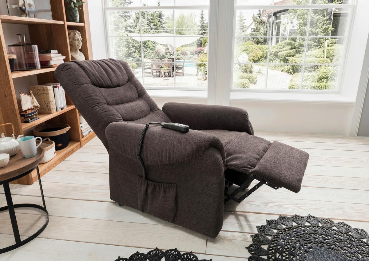 Fernsehsessel Nino Dunkelbraun B: 76 cm - Dunkelgrün/Dunkelbraun, Design, Holz/Textil (76/106/94cm) - Livetastic