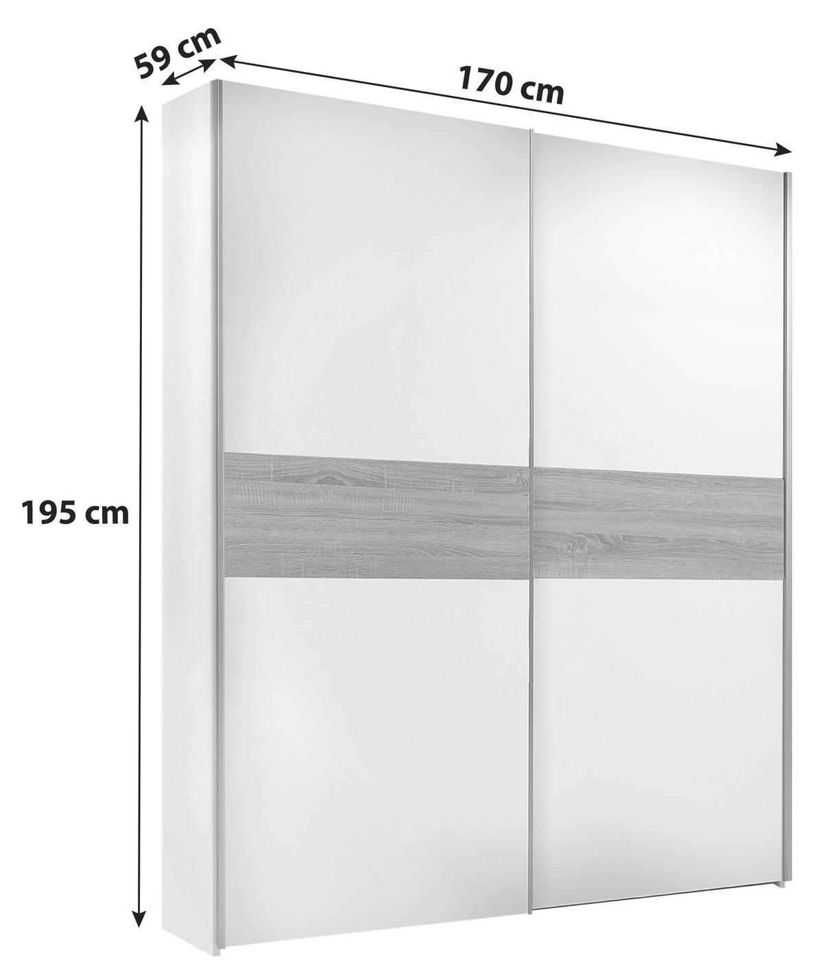 Tolóajtós Szekrény Starter 170/195 Cm - tölgyfa színű/Sonoma tölgy, Konventionell, faalapú anyag (170/195/59cm) - P & B