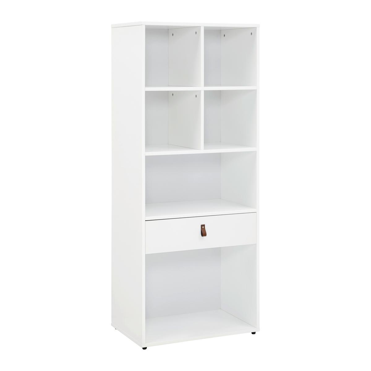 Regal MICK - bílá/černá, Moderní, textil/plast (60/148,5/40cm) - Bessagi Home