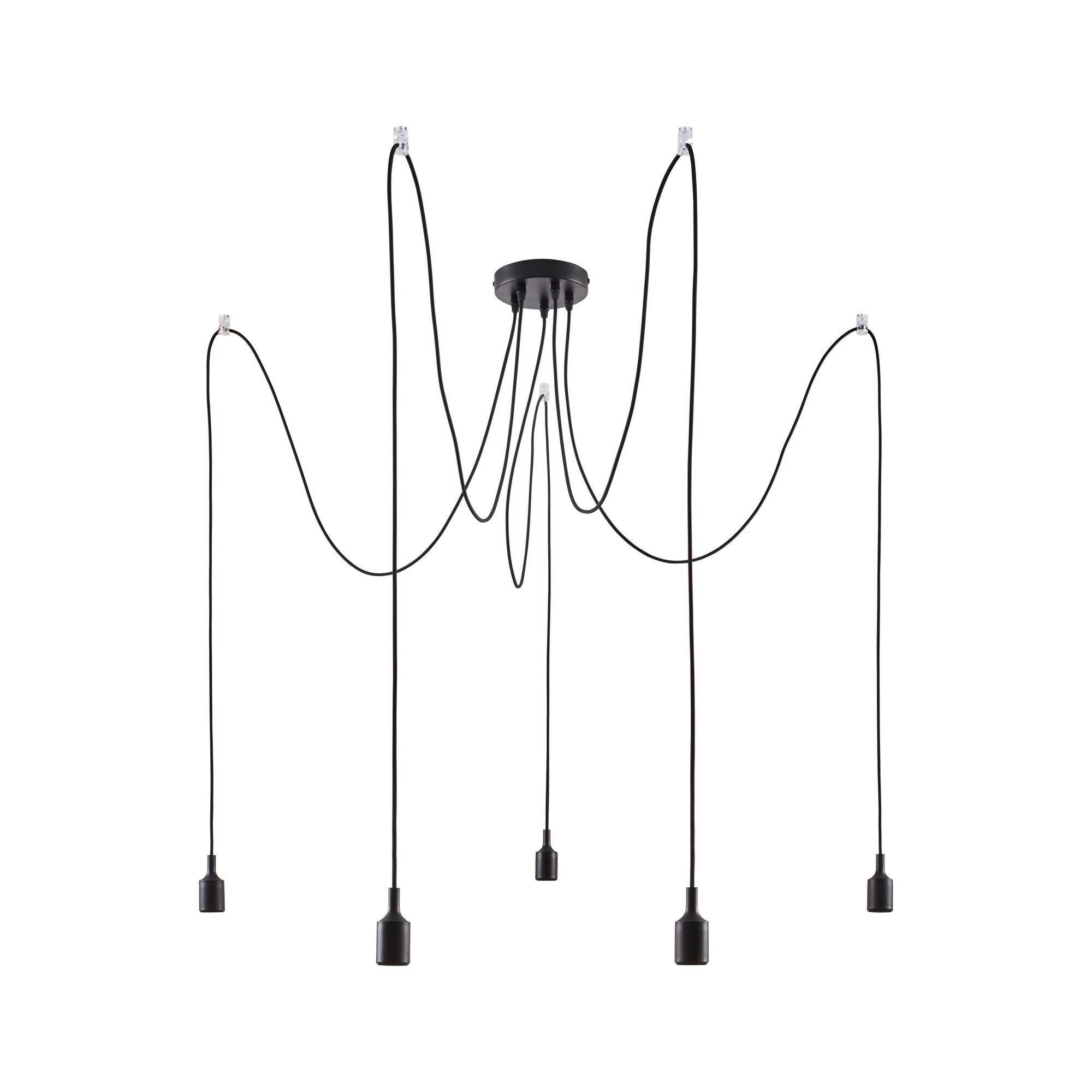 Hängeleuchte H: ca. 200 cm 5-Flammig - Schwarz, Basics, Metall (15/15/200cm) - Paulmann