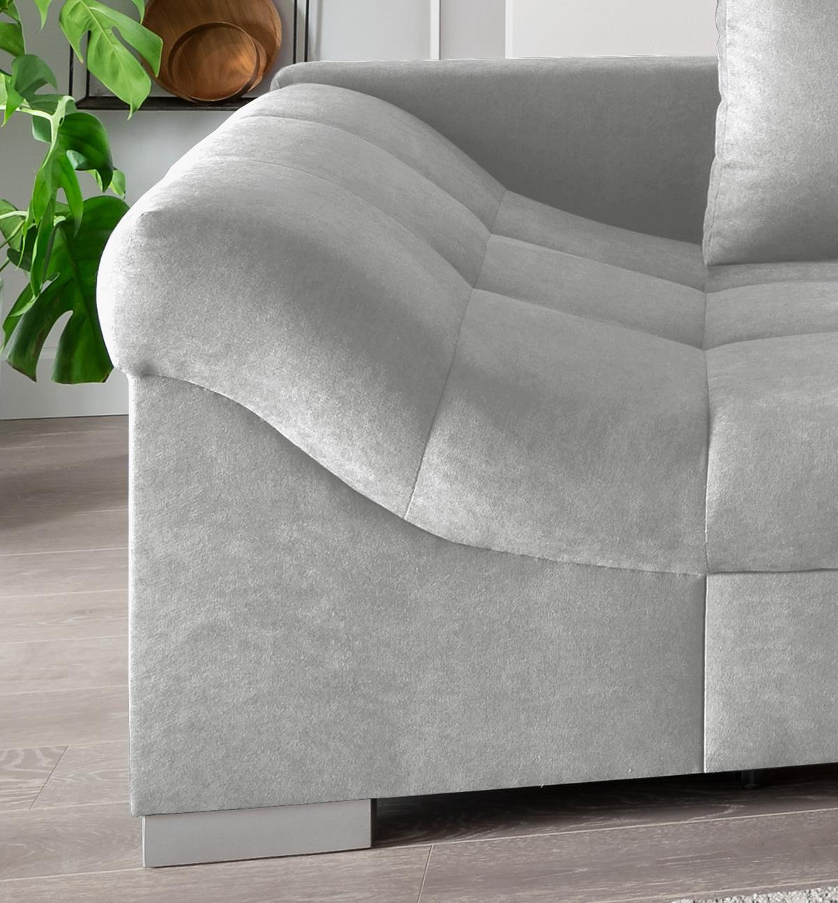 Eckschlafsofa Alvito Silberfarben S: 298/202 Cm - Silberfarben, Design, Textil (298/202cm) - MID.YOU