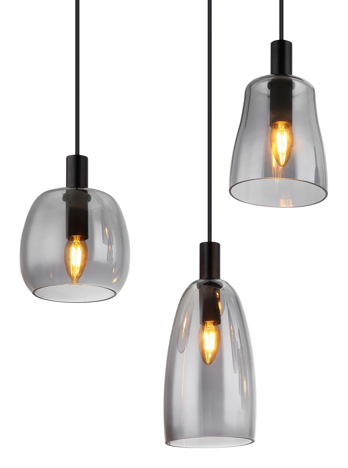 Hängeleuchte 15789-6hb - Schwarz, Design, Glas/Metall (97/32,5/130cm) - Globo