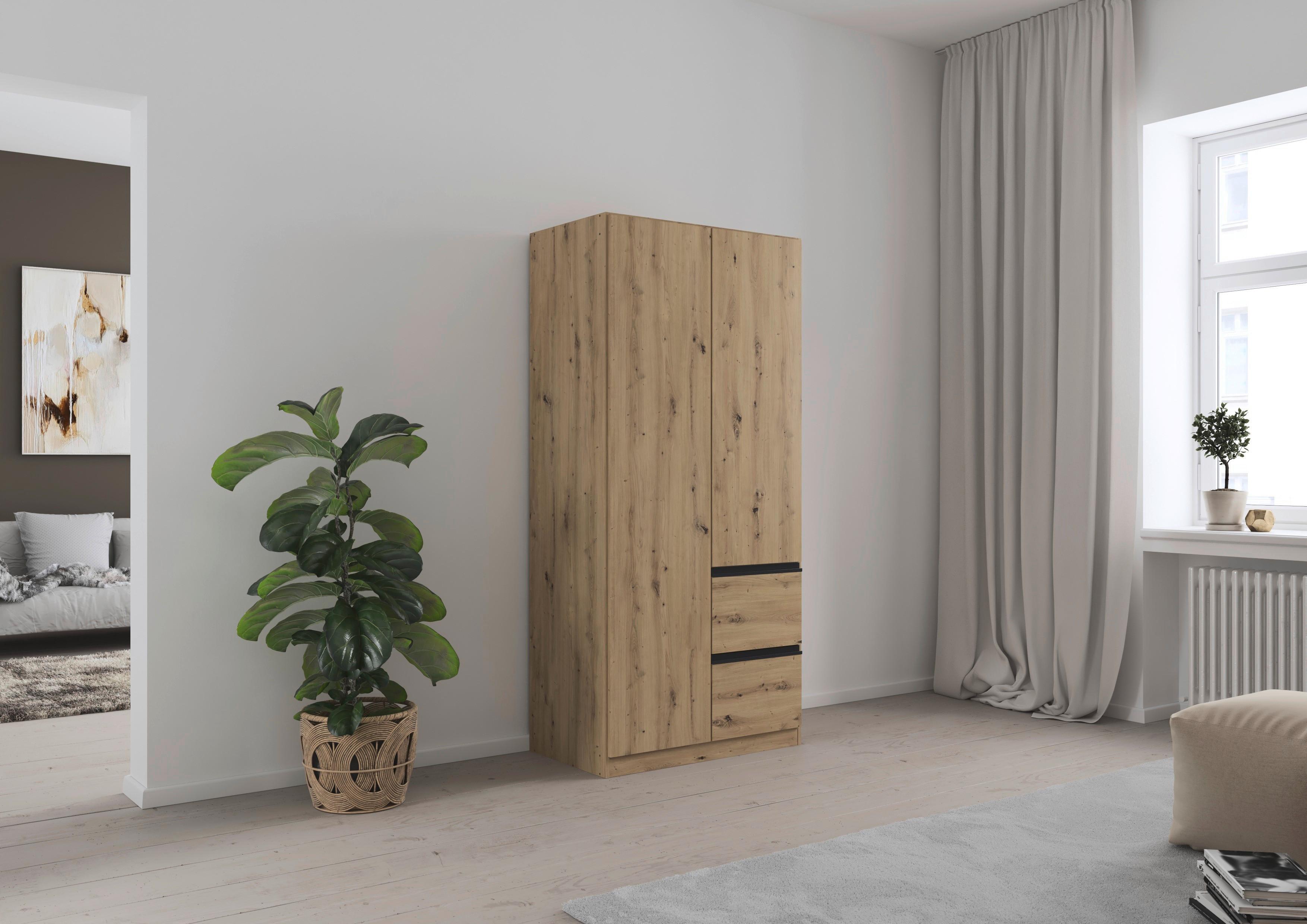 Drehtürenschrank Costa Eiche Artisan Dekor B: 91 cm - Eiche Artisan, MODERN, Holzwerkstoff (91/197/54cm) - Rauch Möbel