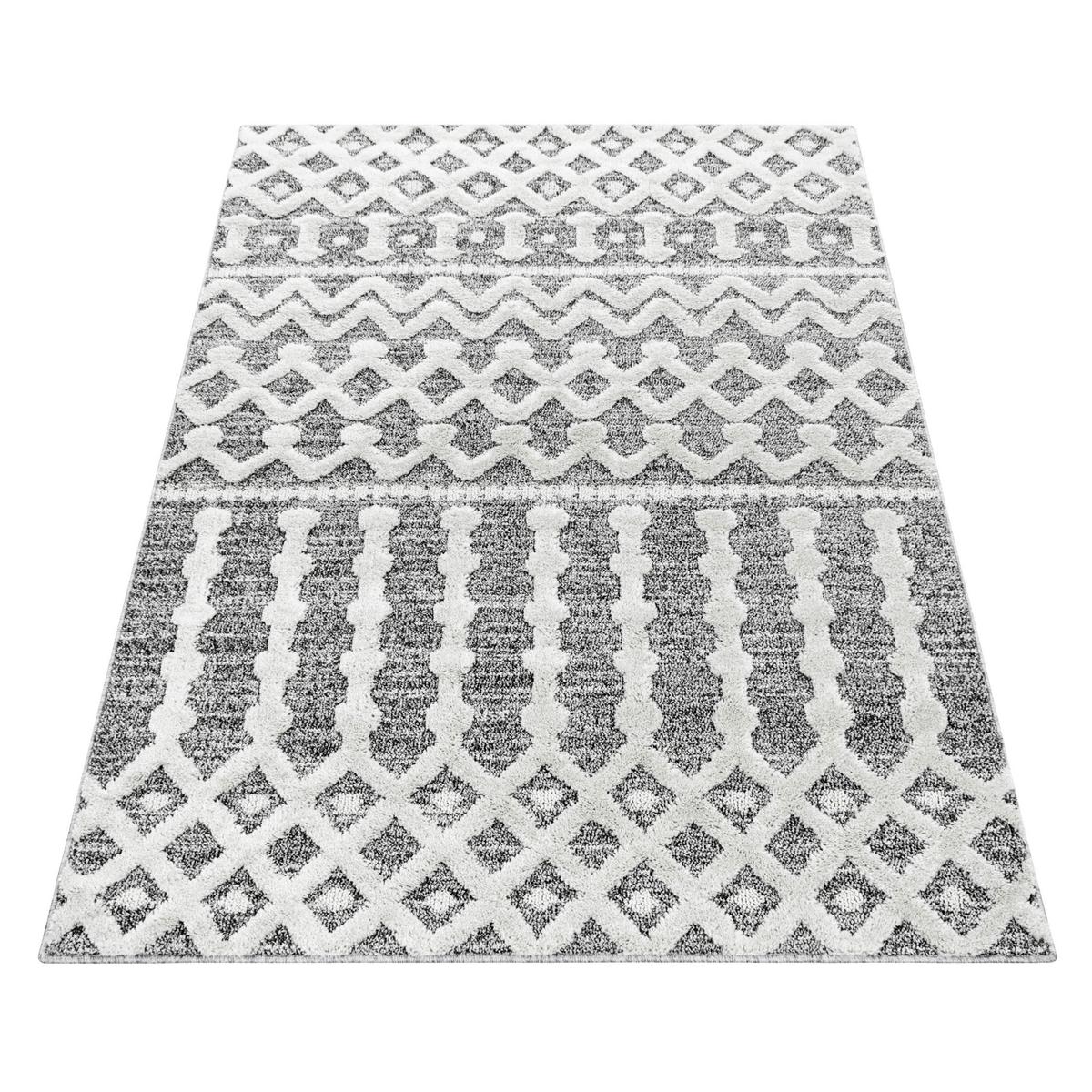 Läufer Teppich Grau/ Weiß Pisa 80x250 cm - Grau, KONVENTIONELL, Textil (80/250cm)