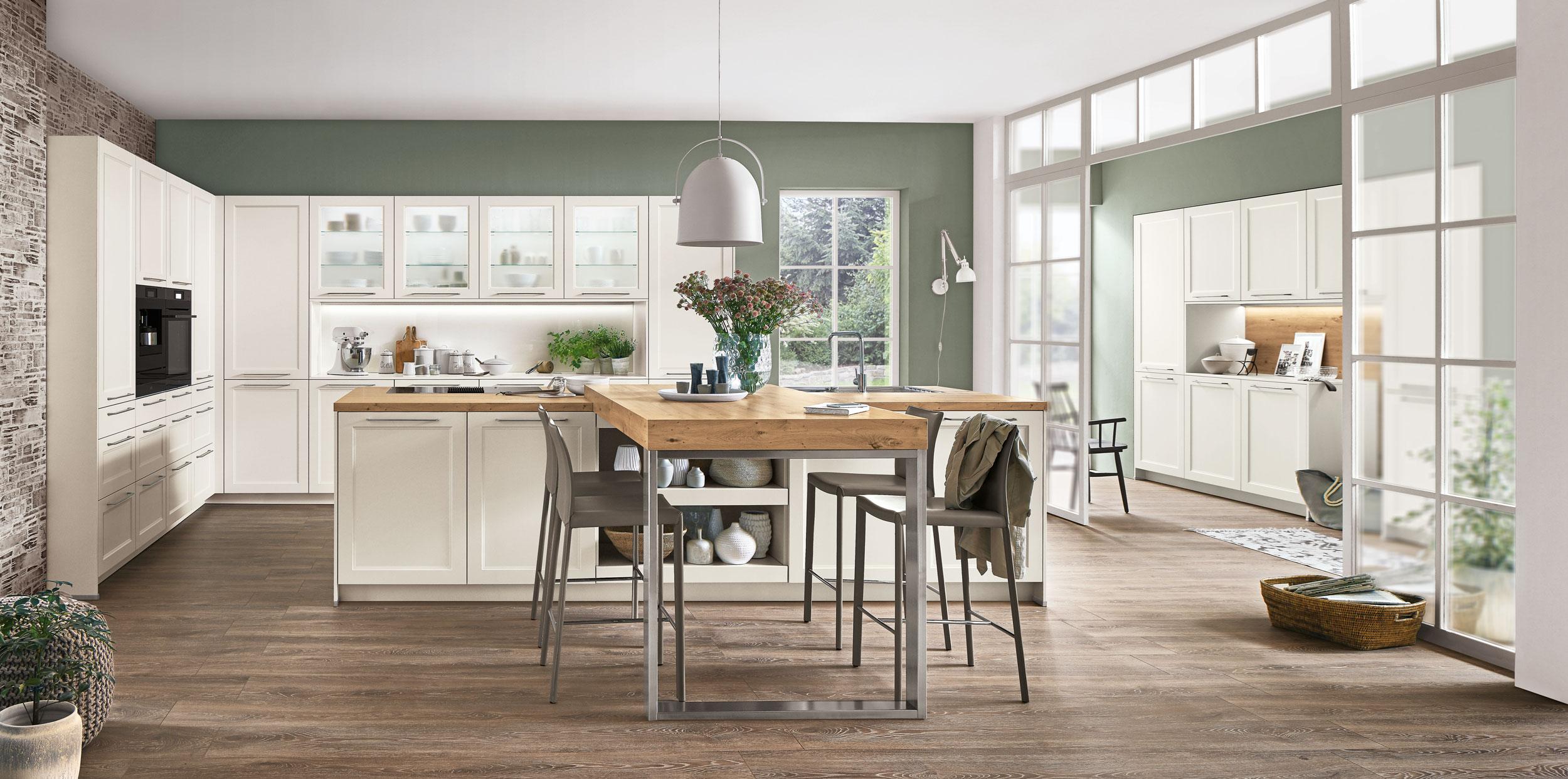 Einbauküche Columbia Frei Planbar Landhausstil - Eichefarben/Weiß, MODERN, Holzwerkstoff - Vertico
