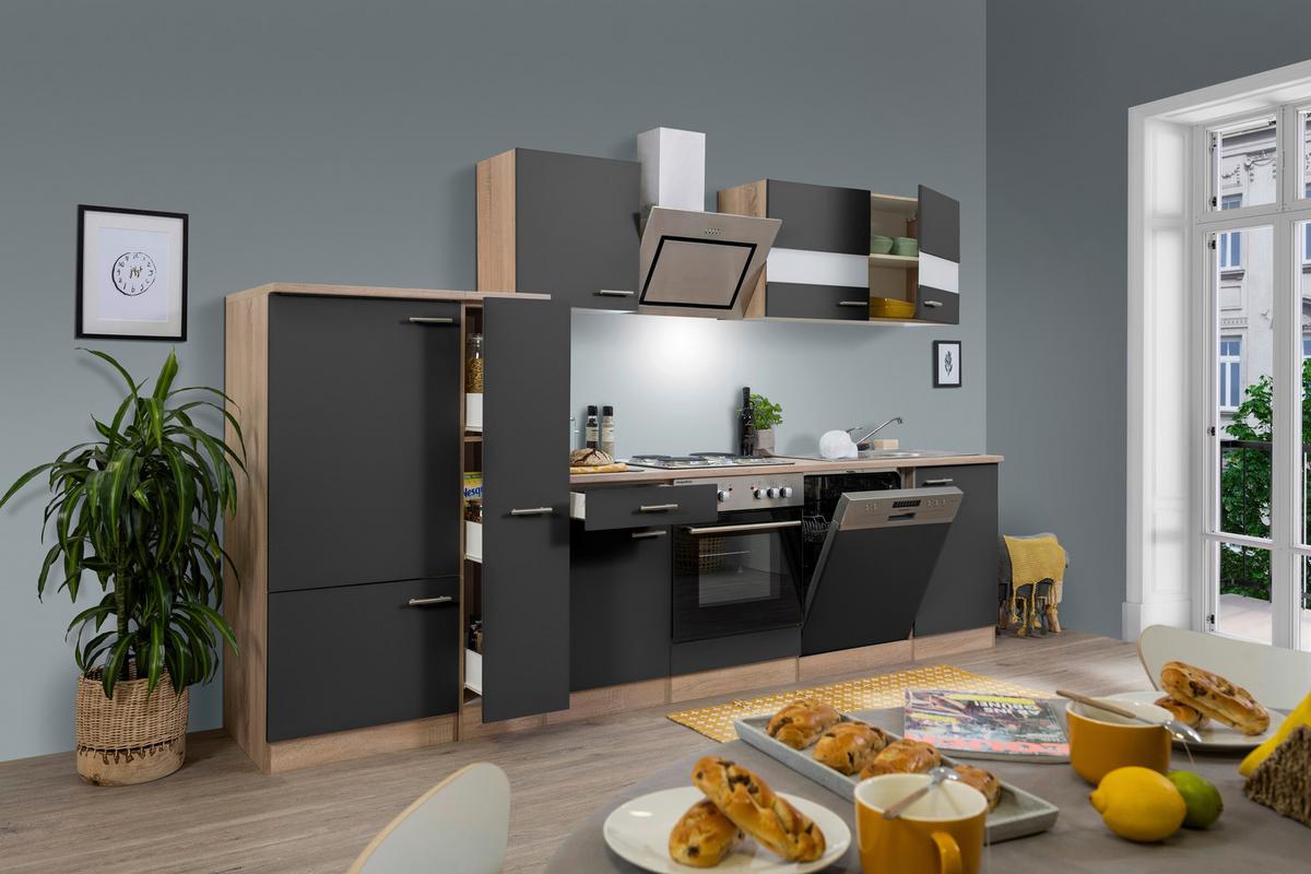 Küchenblock Merle Küchenblock 310 cm - Eichefarben/Grau, Basics, Holzwerkstoff (310cm) - Respekta