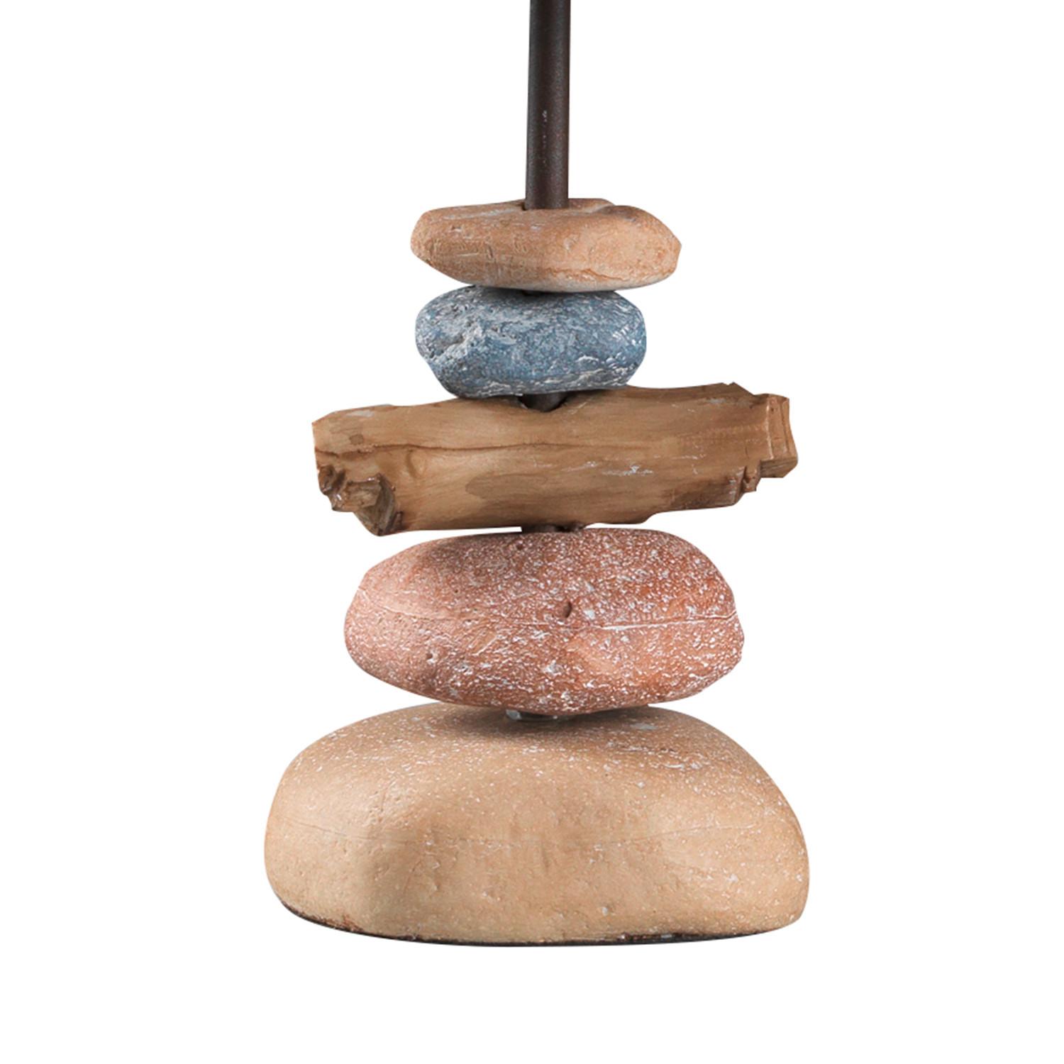 Tischleuchte 4897/L - Blaugrau/Schwarz, Natur, Textil/Stein (26/52cm)