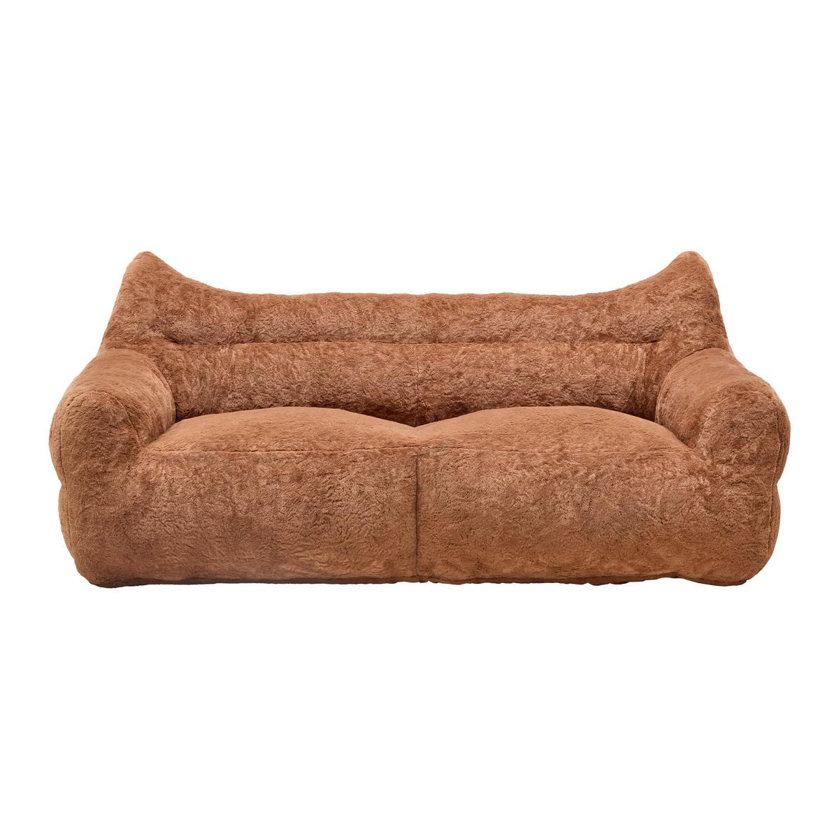 Dvojmiestna pohovka LENI, hnedá umelá kožušina - hnedá, Modern, textil (190/80/92cm) - Mömax