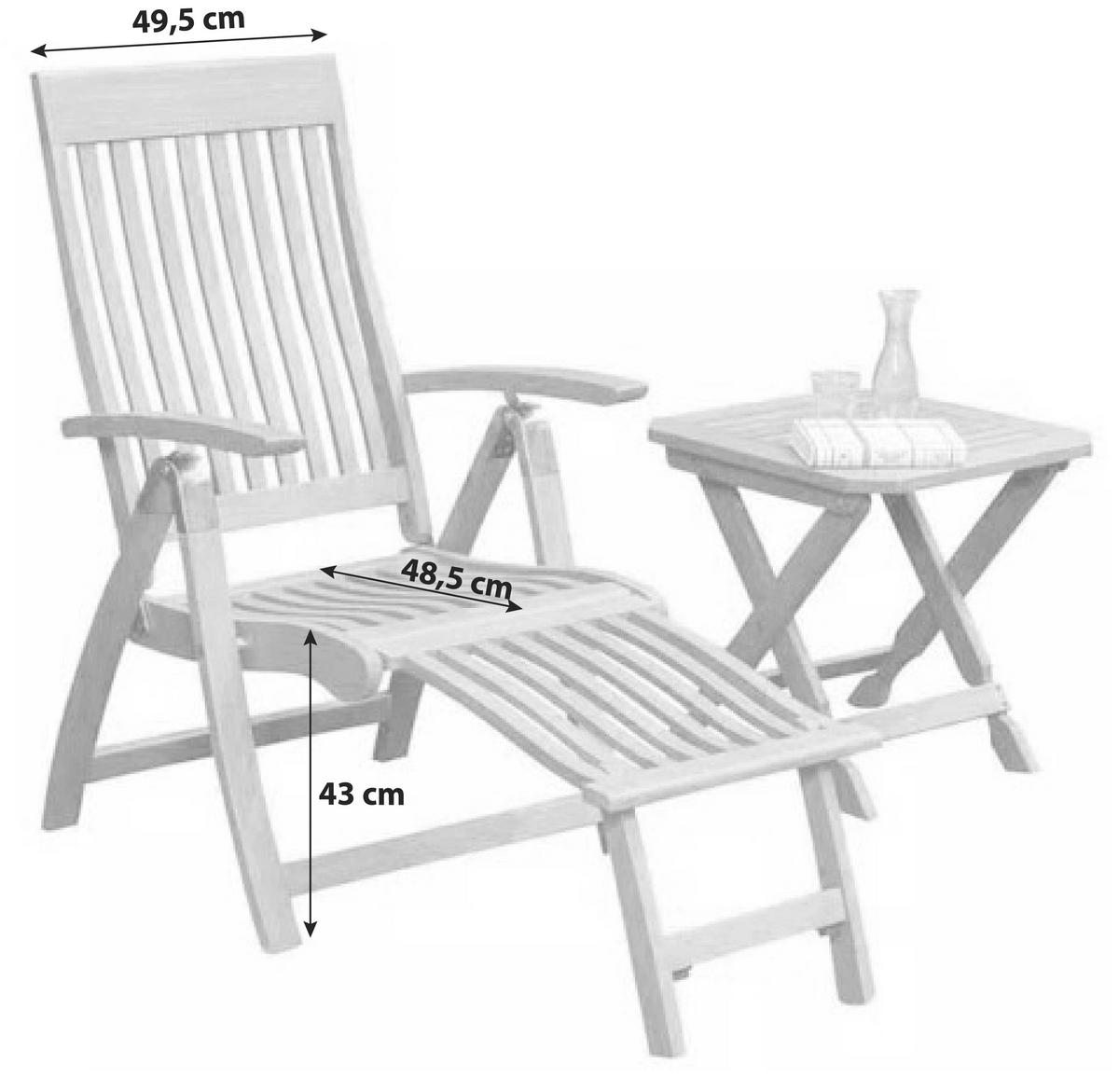 Gartensessel-Set Klappbar Comodoro Naturfarben - Naturfarben, ROMANTIK / LANDHAUS, Holz (49,5/43/48,5cm) - Gardenson