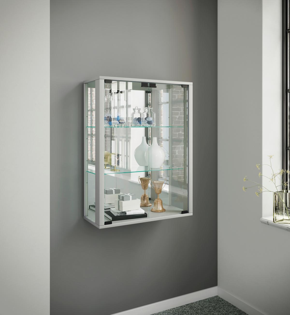 Hängevitrine Udina Silberfarben B: 60 Cm - Silberfarben/Schwarz, MODERN, Glas/Holz (60/80/25cm) - MID.YOU