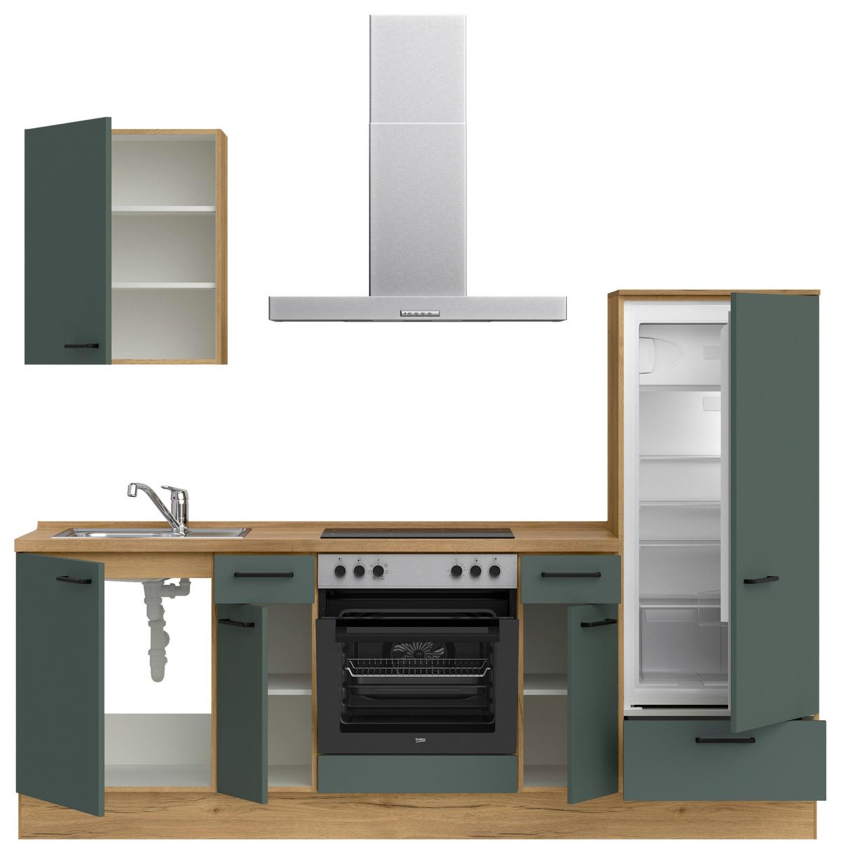 Küchenleerblock Easytouch Low-Line, L2 Rechts - Dunkelgrün/Eichefarben, MODERN, Holzwerkstoff (240cm) - Nobilia