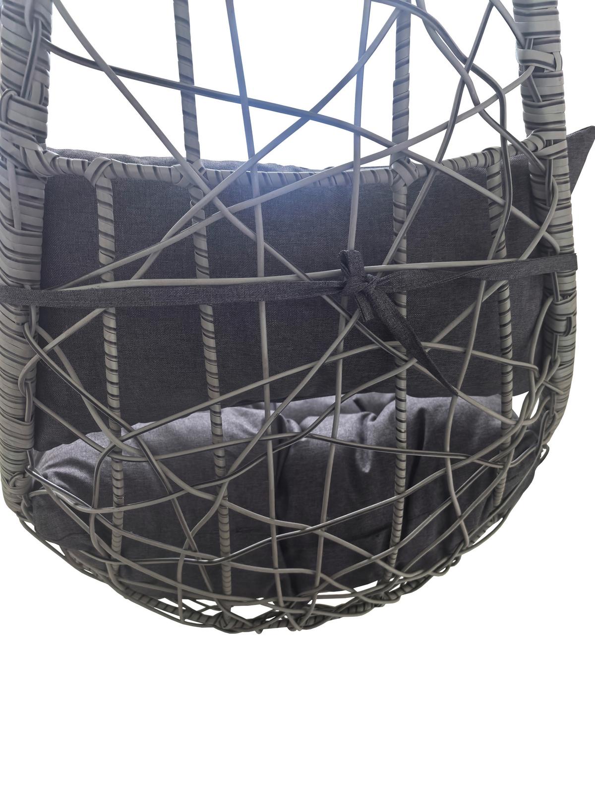 Hängesessel Tonga - Dunkelgrau/Anthrazit, MODERN, Kunststoff/Metall (95/95/195cm) - Beldano