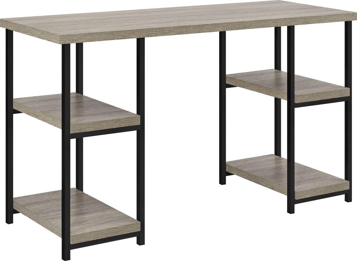 Schreibtisch Elmwood Eiche Grau B: 72 cm - Eiche grau/Schwarz, Design, Holzwerkstoff/Metall (121/72/46cm) - MID.YOU