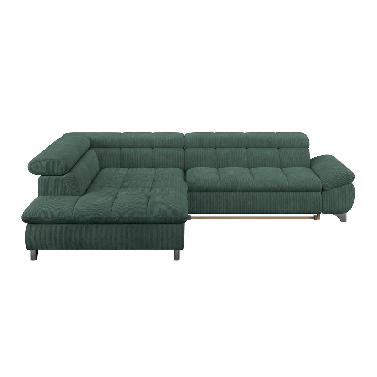 Ecksofa Gemini Waldgrün, B: 234cm - Waldgrün/Chromfarben, KONVENTIONELL, Textil (234/312cm)