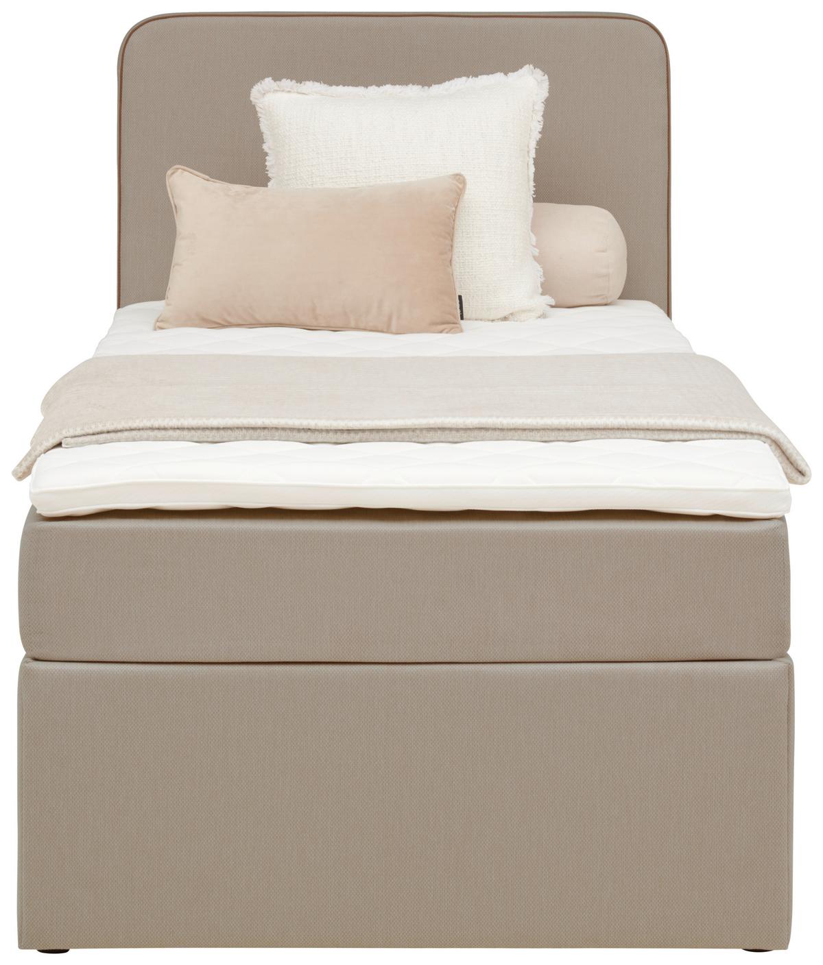 Boxbett Mit Topper 90x200 Cm Anton, Beige - Beige, KONVENTIONELL, Holz/Textil (90/200cm) - P & B