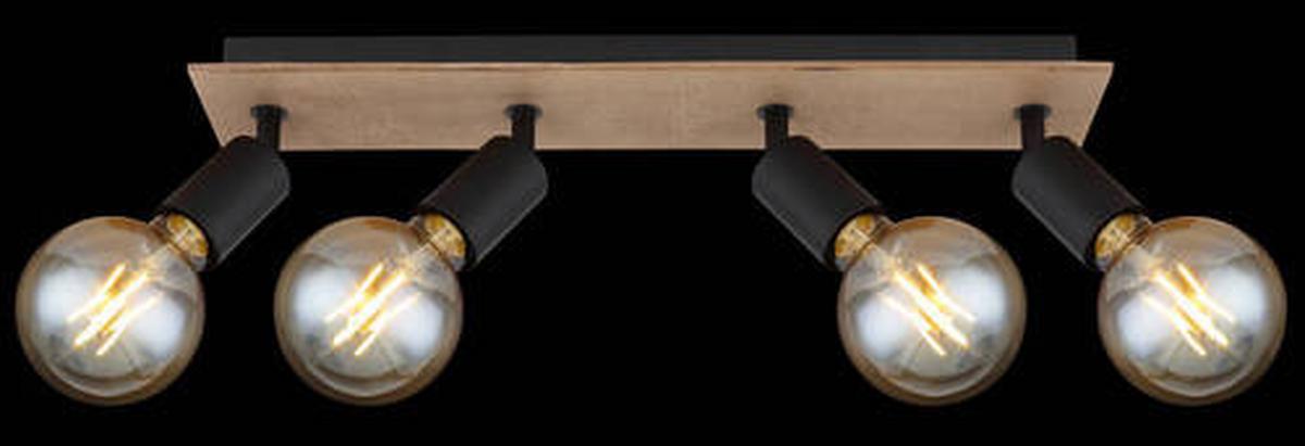 Strahler 54008-4nh - Schwarz/Braun, Natur, Holz/Metall (49/9/11cm) - Globo
