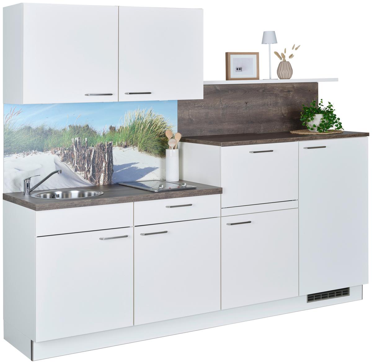 Küchenblock Win - Eichefarben/Creme, Basics, Holzwerkstoff (240cm) - Express