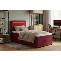 Boxbett Pisa 100 Led 100x200 Rot - Rot/Schwarz, MODERN, Holzwerkstoff/Textil (100/200cm) - MID.YOU