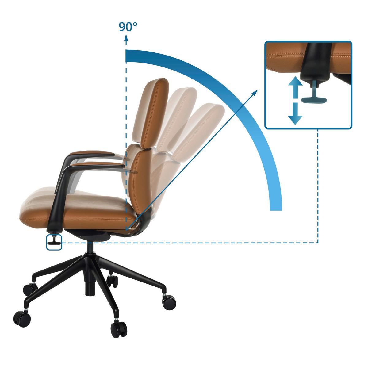 Drehstuhl Camel B: 62 cm - Schwarz, MODERN, Leder/Kunststoff (62/98-108/60cm) - MID.YOU