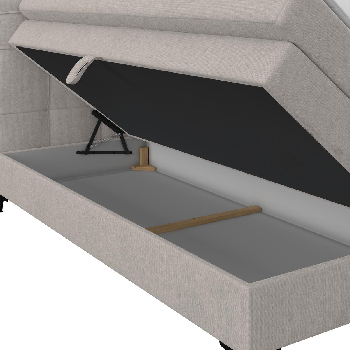 Boxspringbett MITTO Lavagrau 140x200 cm - Lavagrau/Schwarz, KONVENTIONELL, Textil/Metall (140/200cm)