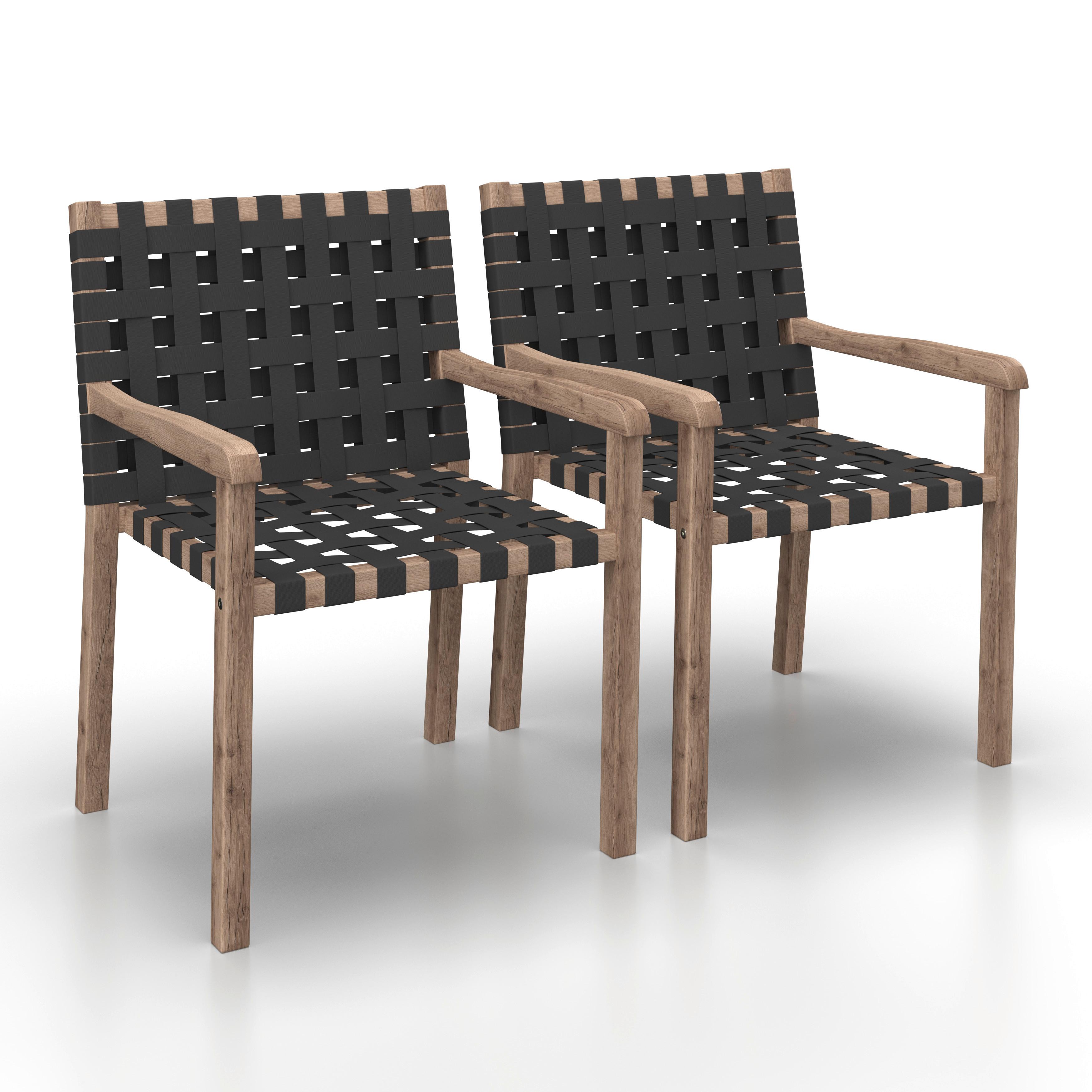 SADA ZÁHRADNÝCH KRESIEL LAURIA - čierna/farba akácie, Modern, drevo/textil (61/84/59cm) - Bessagi Garden