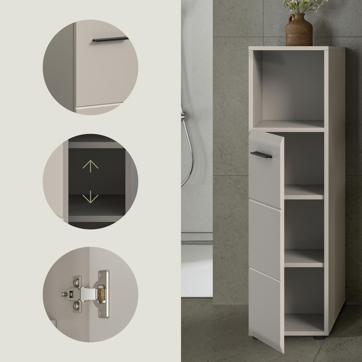 MIDISCHRANK Ice Kaschmir B: 30cm - Kaschmir/Schwarz, Trend, Holzwerkstoff (30/110/30cm) - MID.YOU