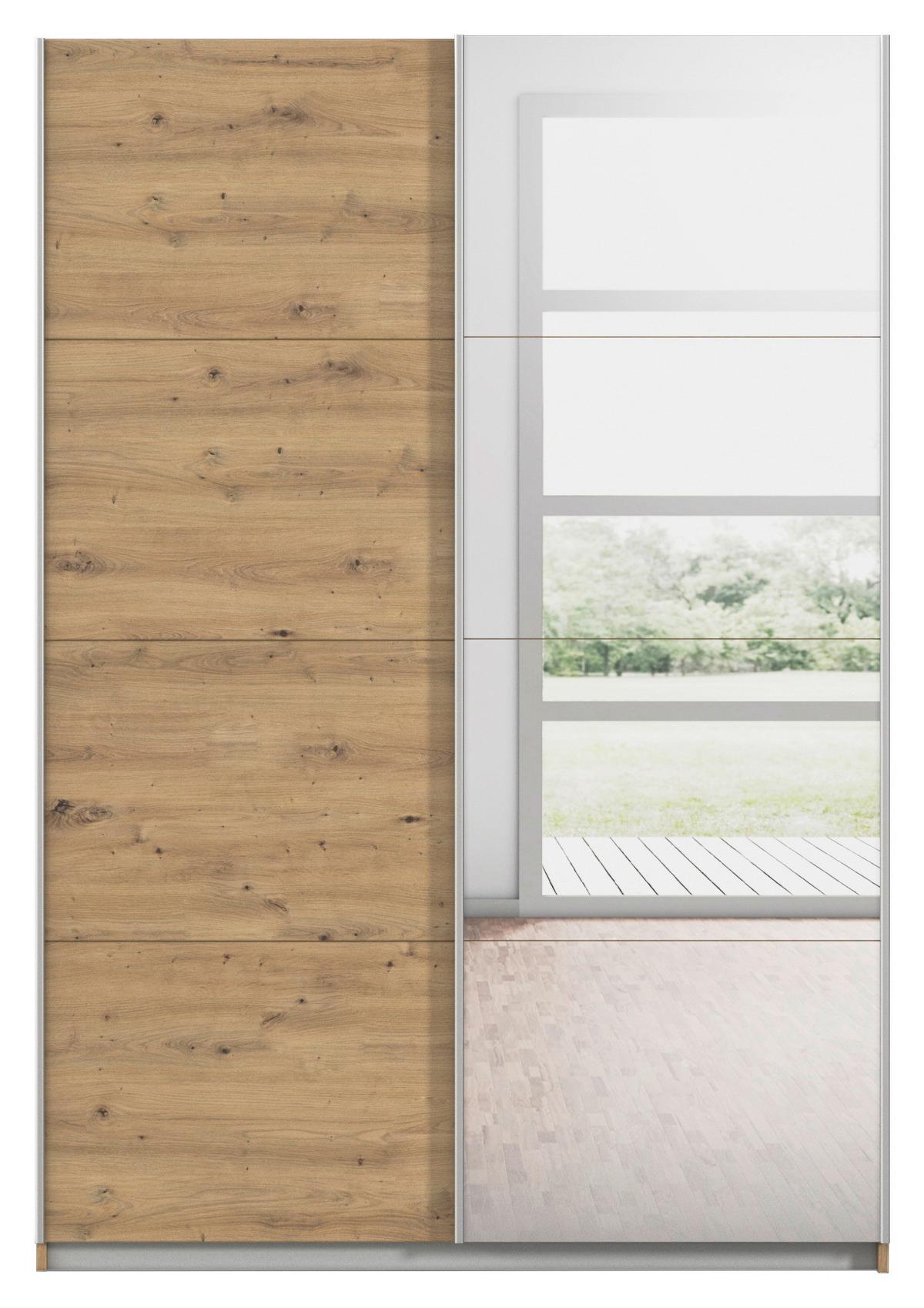 Schwebetürenschrank Subito - Silberfarben/Eiche Artisan, MODERN, Holzwerkstoff (136/197/61cm) - Rauch Möbel