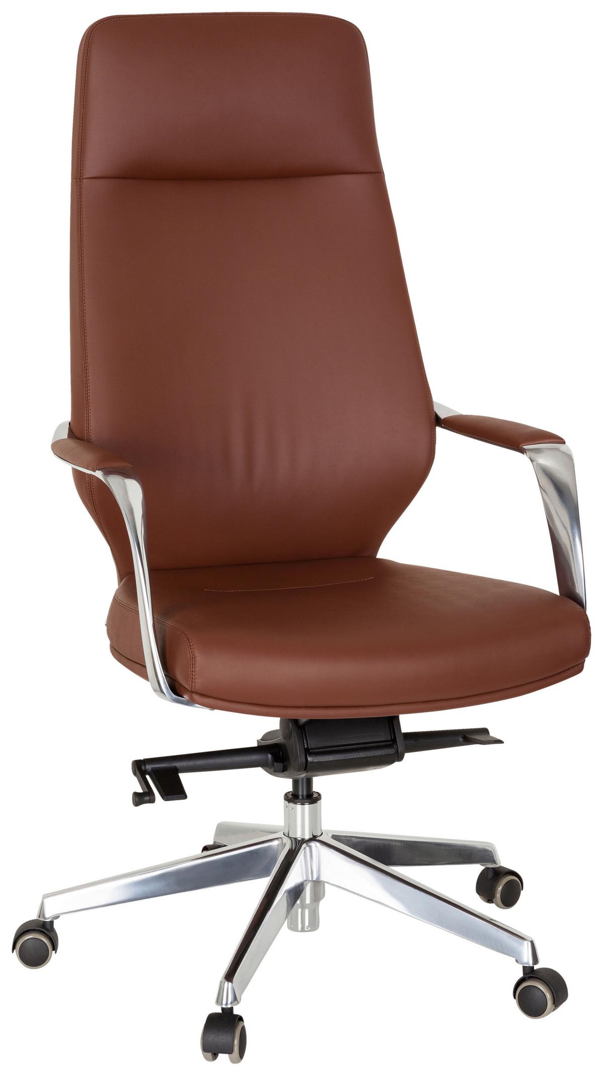 Chefsessel Velvet Braun Bis 120 Kg - Silberfarben/Braun, Basics, Kunststoff/Textil (63/133/65cm) - MID.YOU