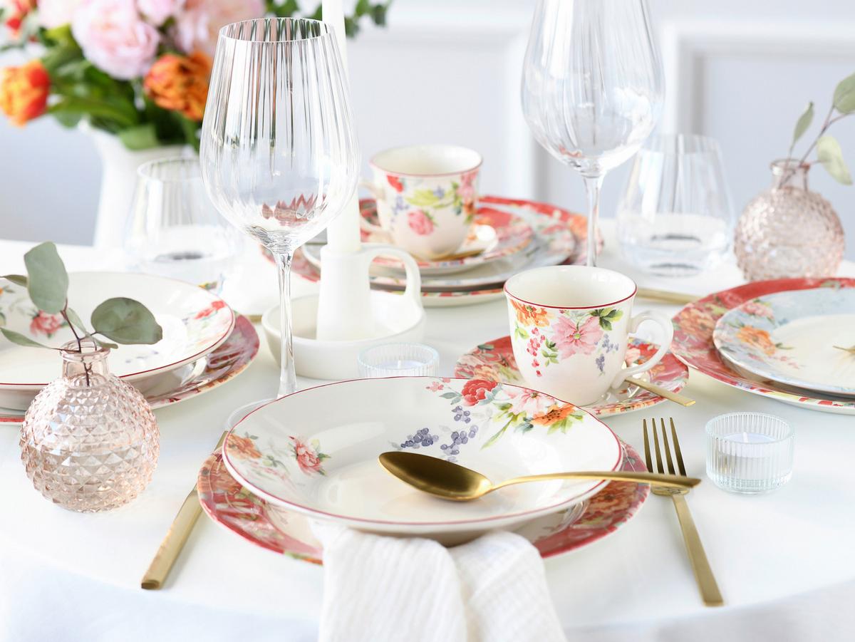 Tafelservice Crimson 12-Tlg. Keramik, Multicolor - Multicolor, Basics, Keramik