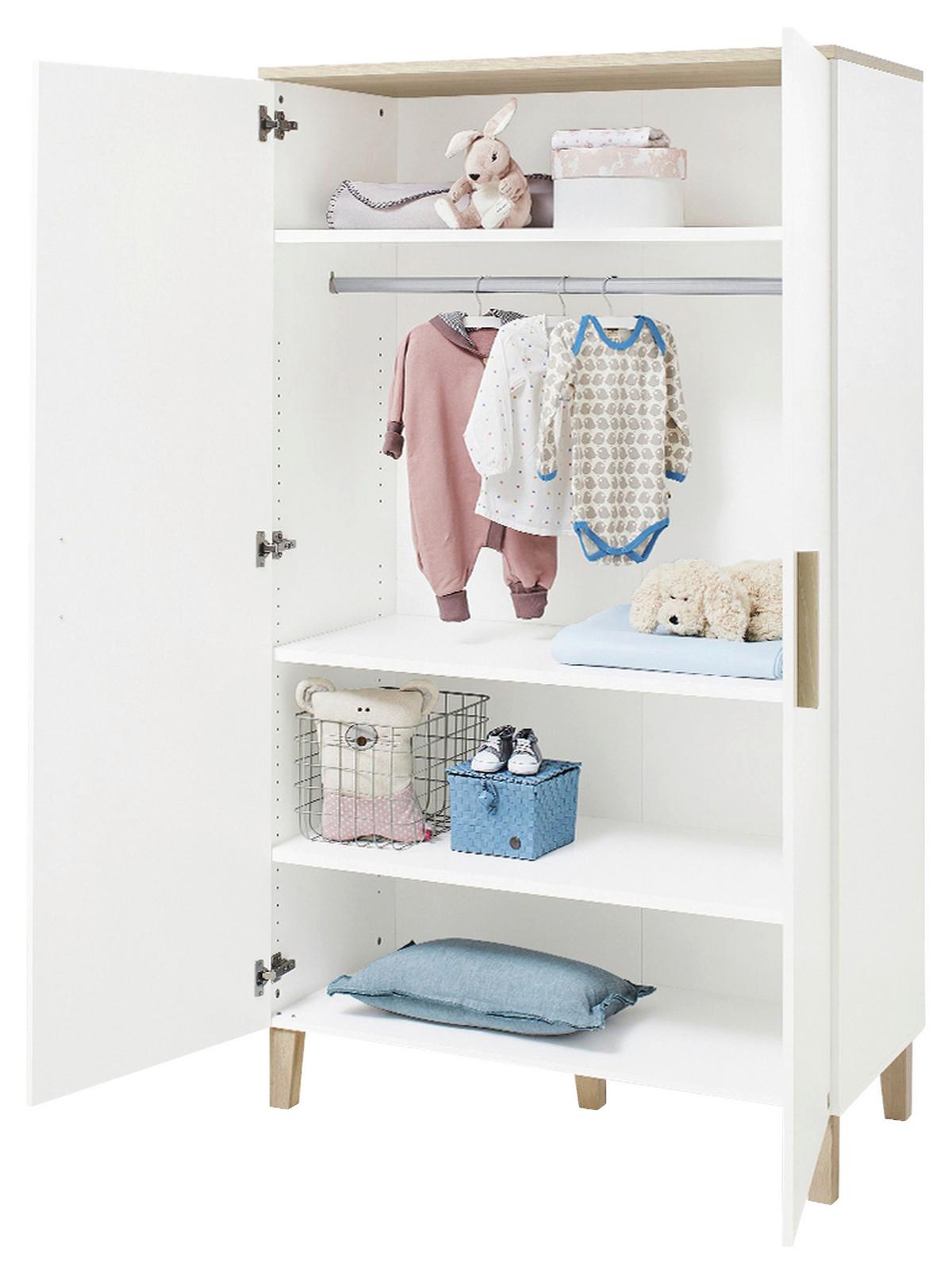 BABYZIMMER Weiss, Eichefarben - Eichefarben/Weiß, Design, Holzwerkstoff (145/77/84cm) - Pinolino