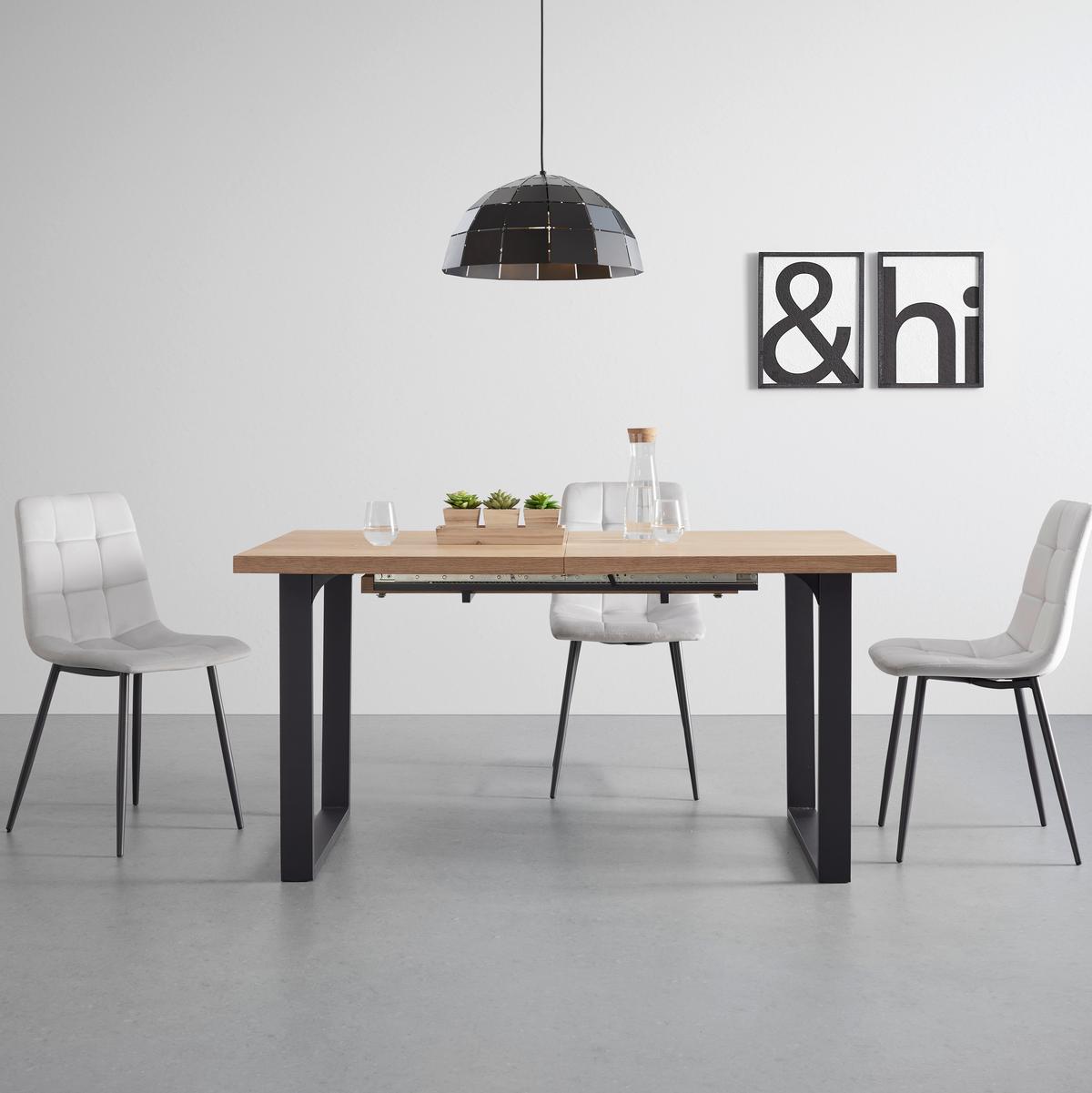 Rozkladací jedálenský stôl KILIAN dub dyha 150-190 cm - čierna/farba duba, Modern, kov/drevo (150-190/75/90cm) - Bessagi Home