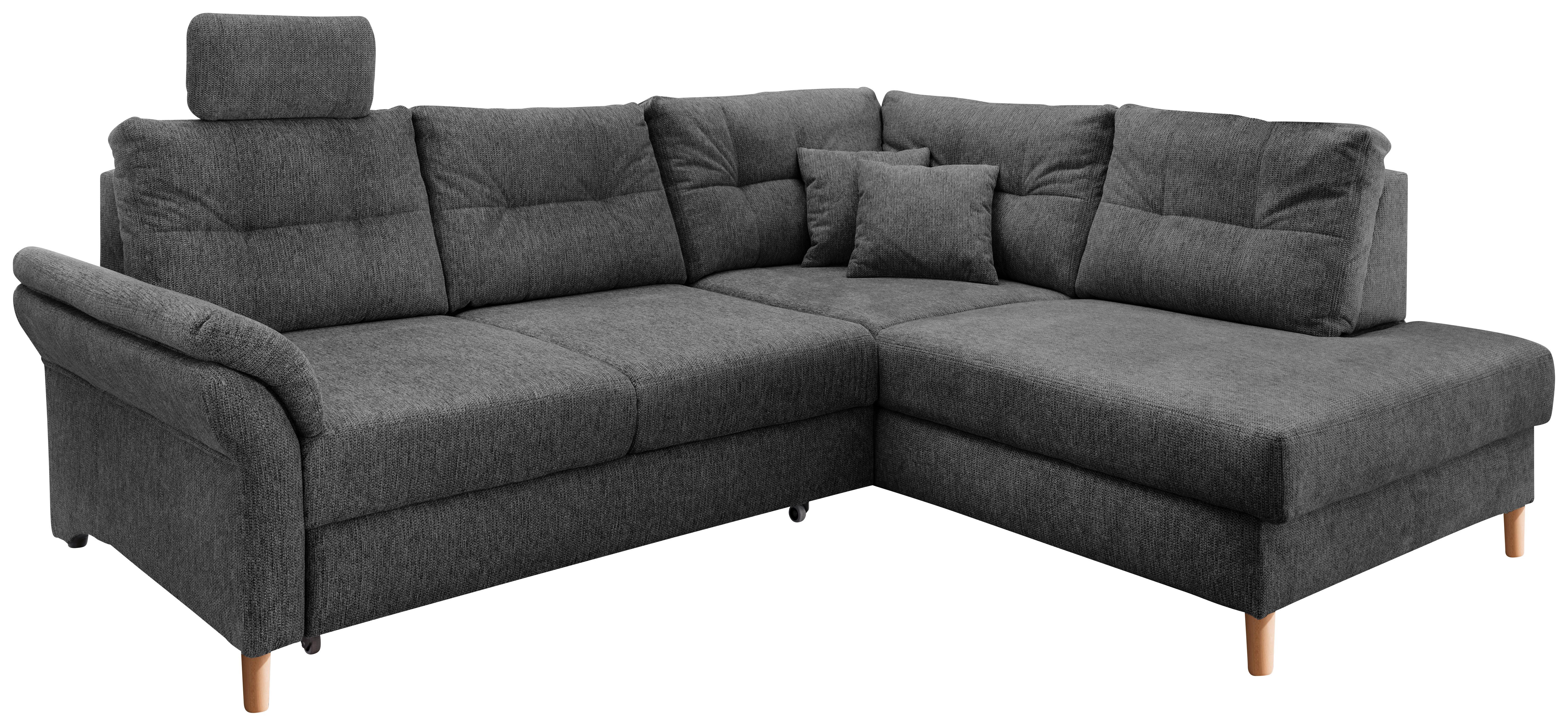 Ecksofa Brizzini inkl. Bettkasten, anthrazit, 264x206 - Anthrazit/Naturfarben, MODERN, Textil (264/206cm) - Livetastic