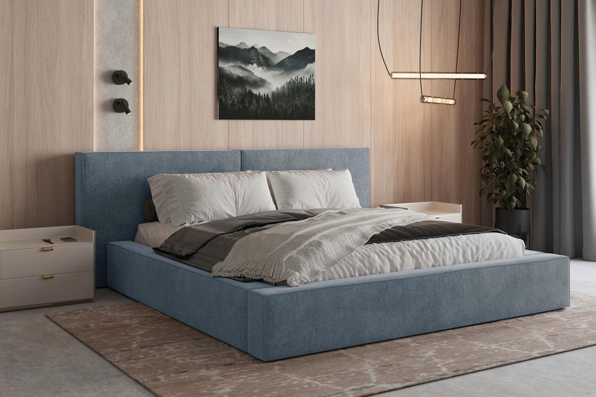POLSTERBETT Jasmine Blau 140x200cm - Blau/Schwarz, MODERN, Holz/Metall (140/200cm) - MID.YOU