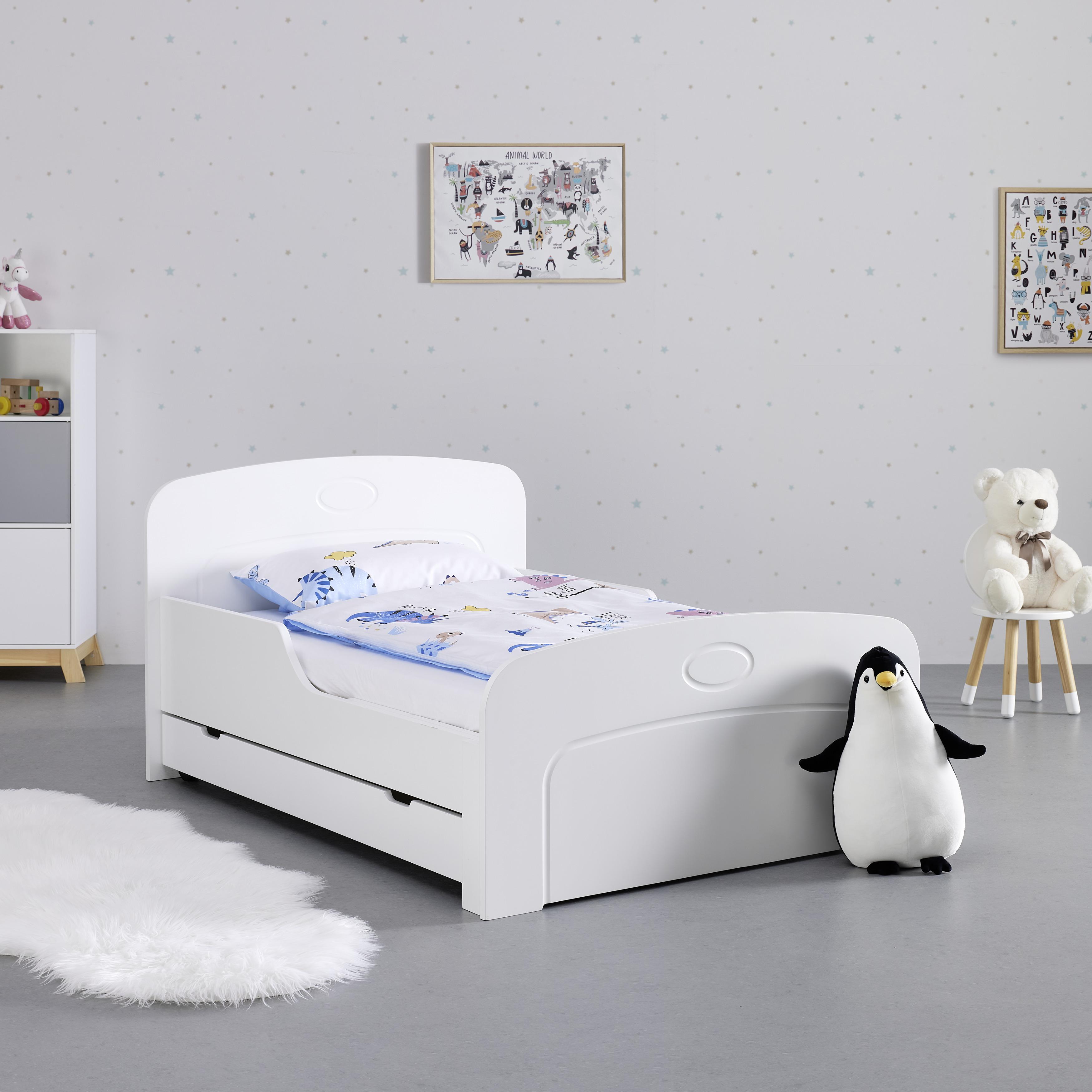 Dĺžkovo Nastaviteľná Detská Posteľ Enna, Biela - biela, Moderný, drevo (120-190/90cm) - Bessagi Kids