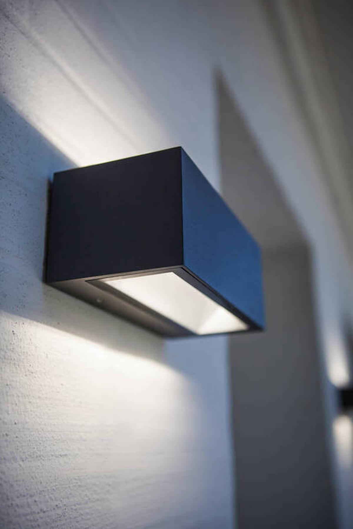 Außenwandleuchte Gemini 10,5w Glas Aluminium, Wandmontage - Klar/Anthrazit, Design, Glas/Metall (14/6,5/8,9cm)