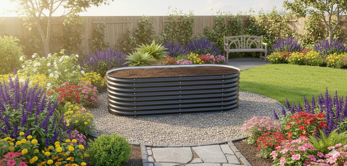 Hochbeet, Anthrazit LxBxH: ca. 240x80x80 cm - Anthrazit, Basics, Metall (240/80/80cm) - Prestige Home
