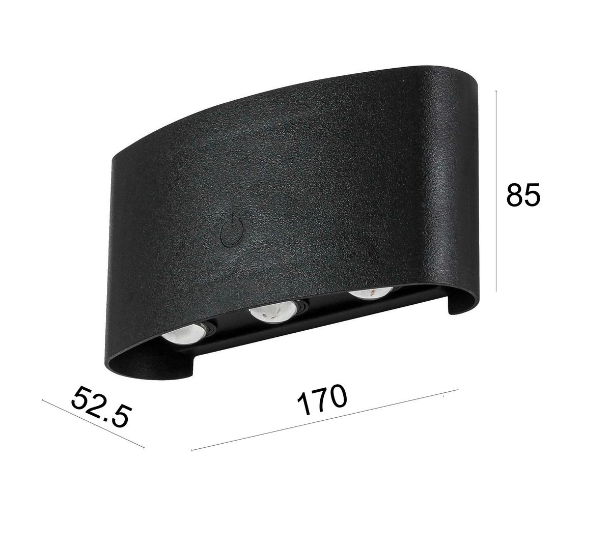NÁSTĚNNÉ LED SVÍTIDLO BEIDE - černá, Moderní, kov/plast (5,25/17/8,5cm) - Mömax