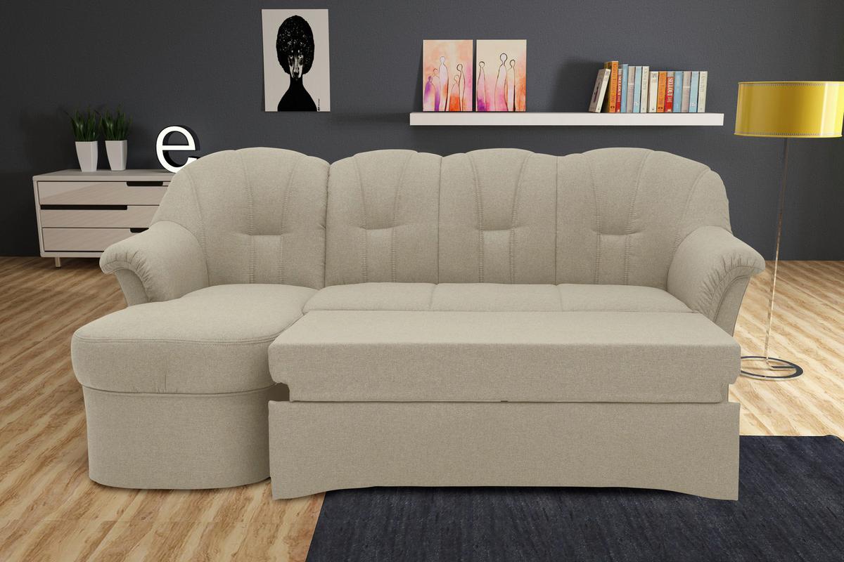 Ecksofa mit Schlaffunktion Papenburg Schlammfarben - Schlammfarben/Schwarz, KONVENTIONELL, Textil (142/233cm) - MID.YOU