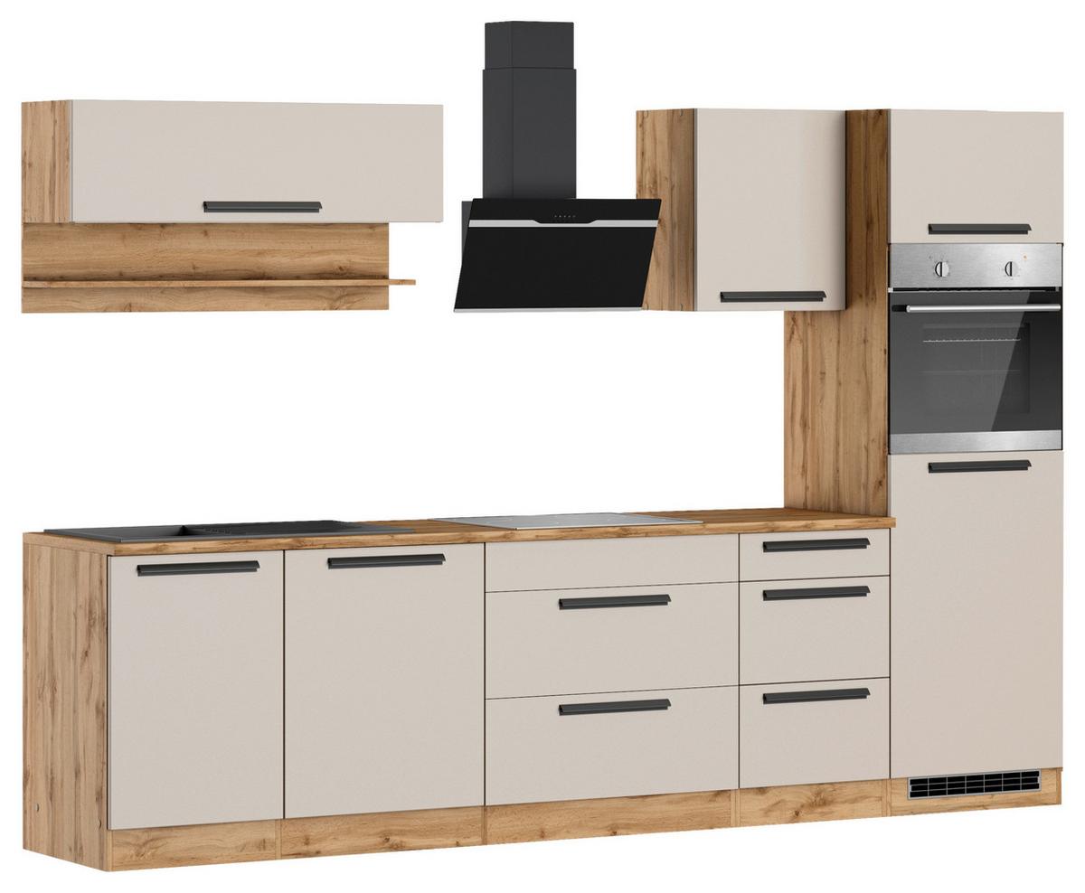 Küchenblock Aveiro Kaschmir/Eiche Wotan - Kaschmir/Eiche Wotan, Trend, Holzwerkstoff (300cm) - Held