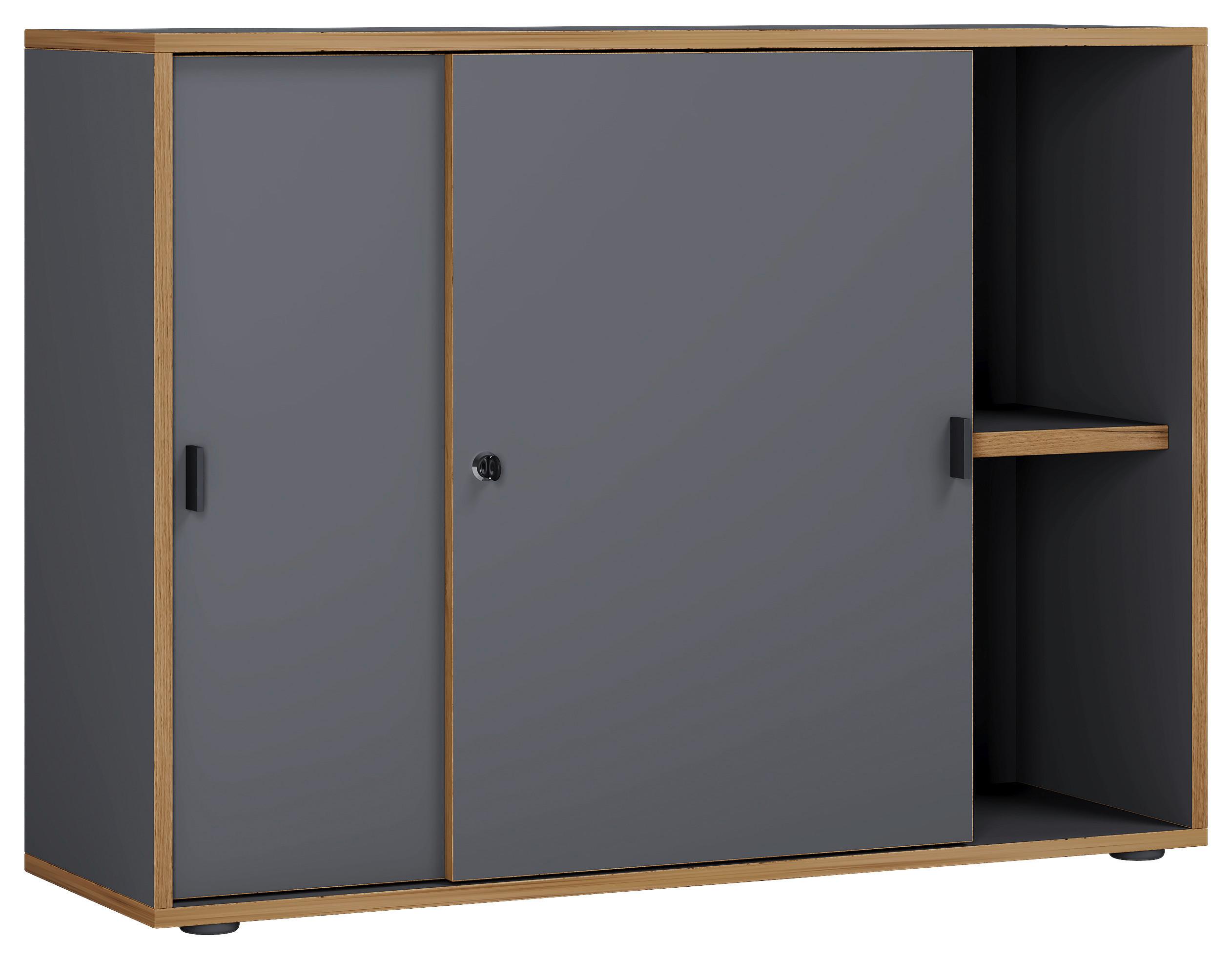Aktenschrank Salia Anthrazit, Honigeiche B:100 cm - Honigeiche/Anthrazit, Design, Holzwerkstoff (100/74/37cm) - MID.YOU