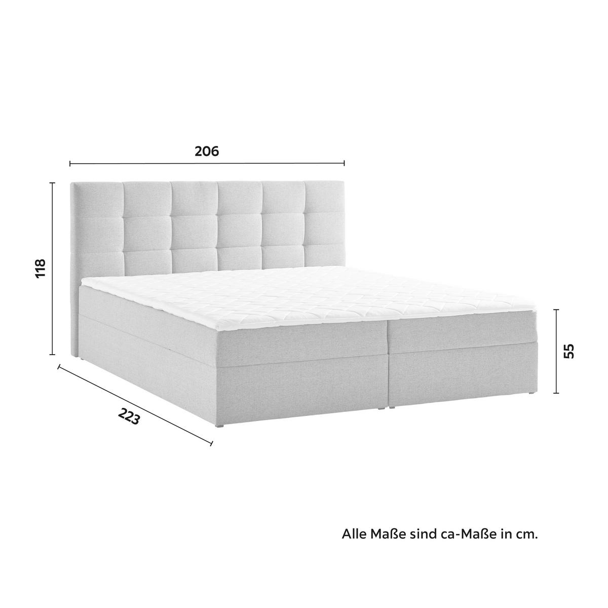 Boxspring posteľ MARSELIE sivá, 200x220cm - čierna/sivá, Modern, drevo/textil (200/220cm) - Bessagi Home