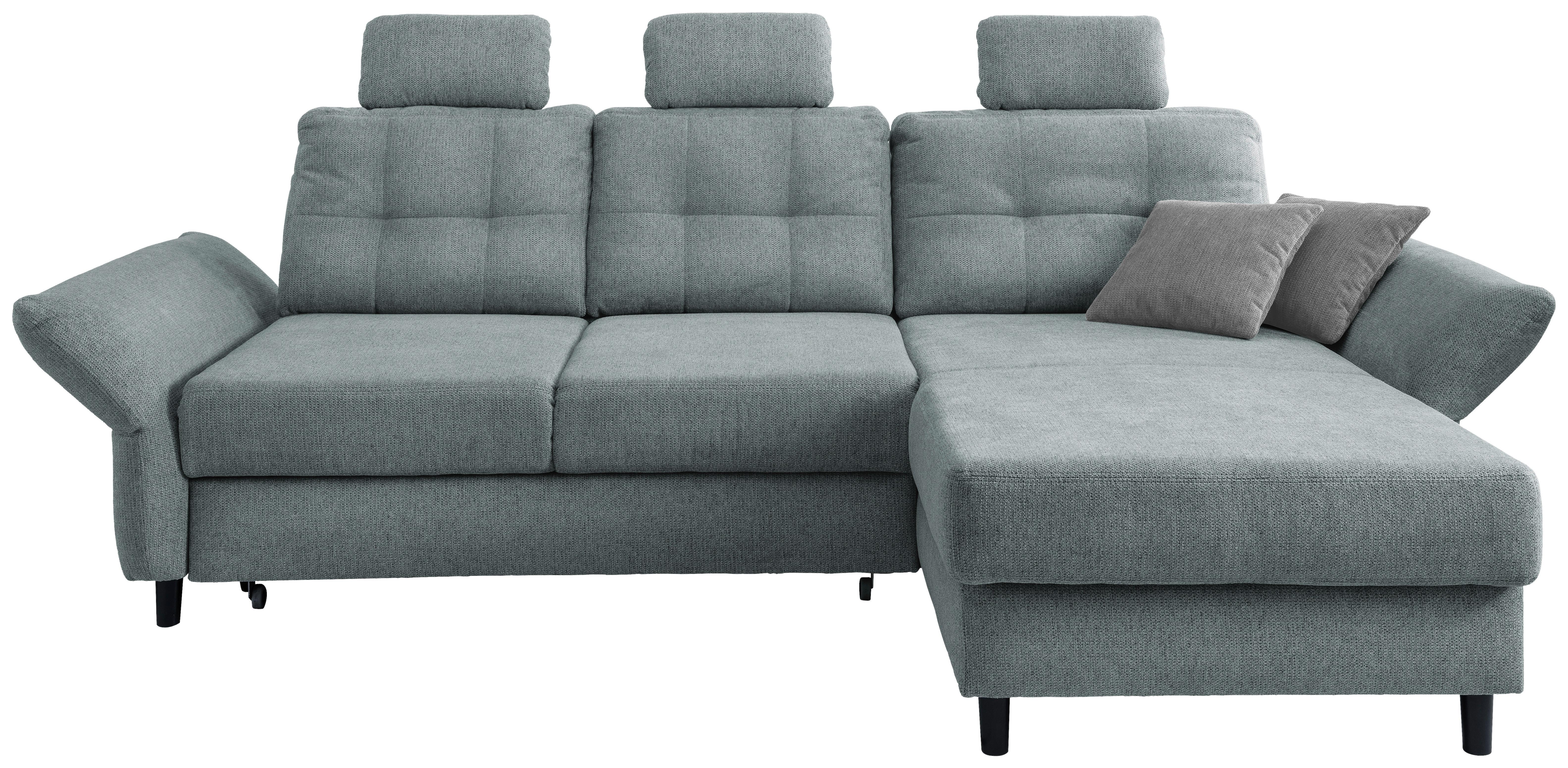 Ecksofa Brizzini Mintgrau S: 250-280/176 cm - Mintgrau/Blau, MODERN, Holz/Textil (250-280/176cm) - Livetastic