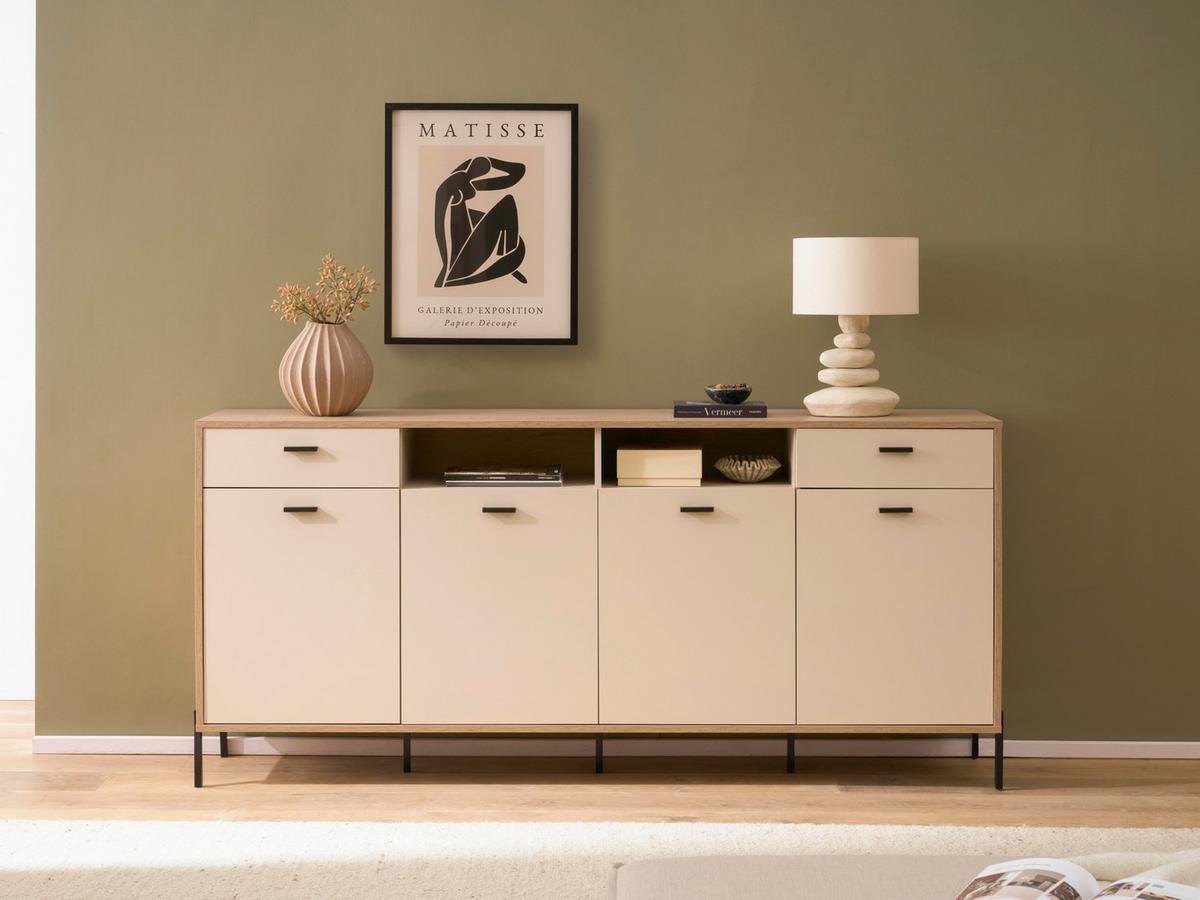 Sideboard Fredericia Eichefarben Kaschmir B: 205 cm - Kaschmir/Eichefarben, Design, Holzwerkstoff (205/94/40cm) - MID.YOU