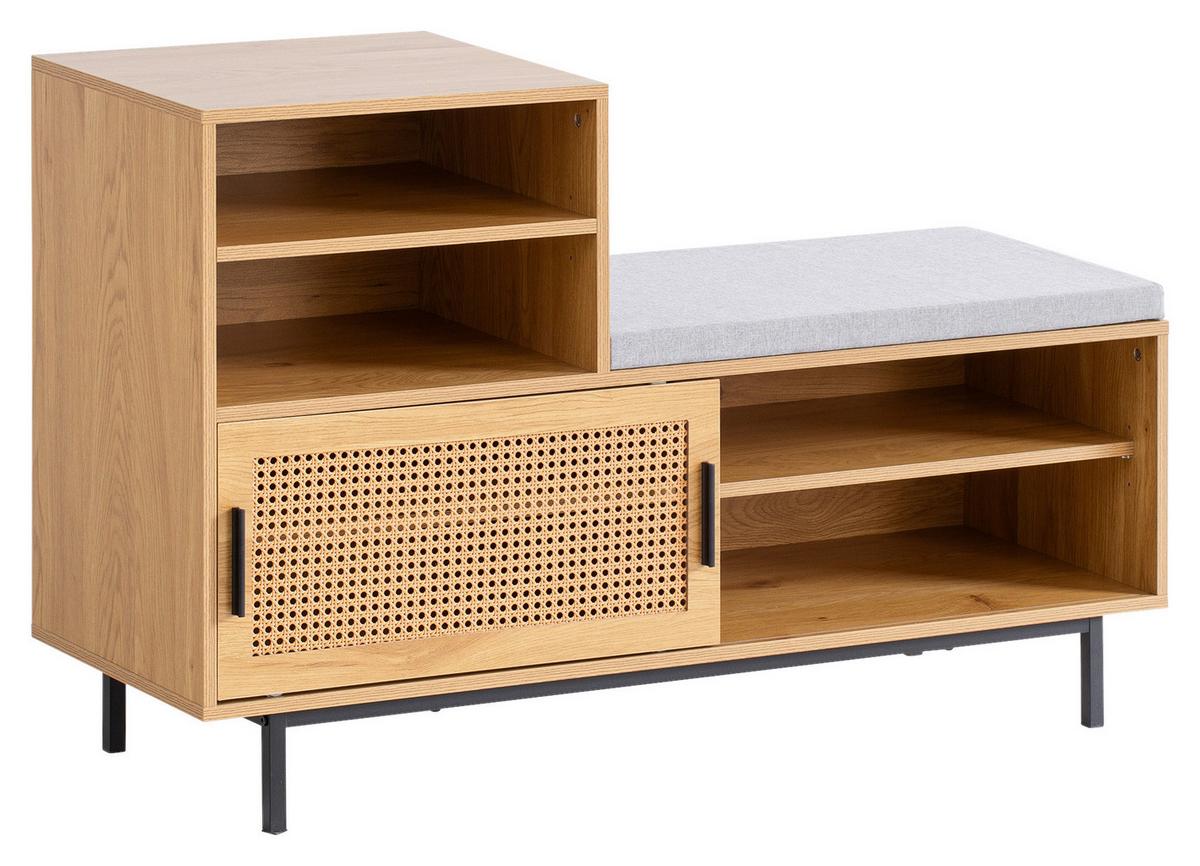 Lavice do šatny barva dub - barvy dubu/černá, Konvenční, kov/kompozitní dřevo (120/75,5/40cm) - Livetastic