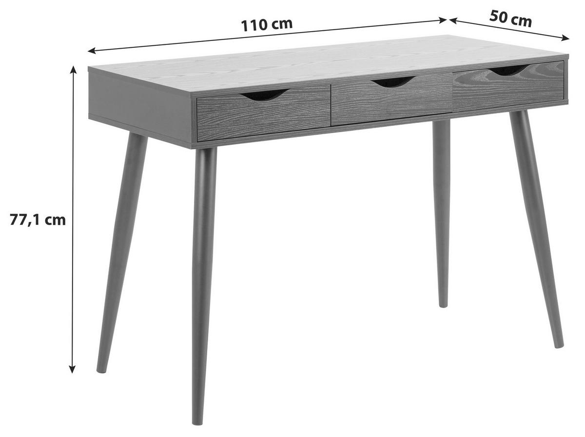 Schreibtisch Mit Laden B 110cm H 77,1cm Neptun, Eschefarben - Eschefarben/Schwarz, MODERN, Holzwerkstoff/Metall (110/50/77,1cm) - MID.YOU