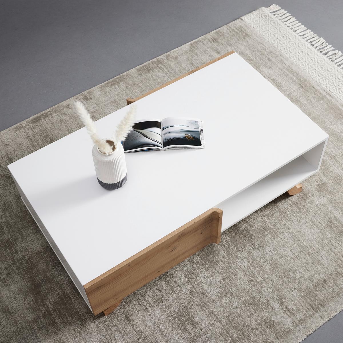 Konferenčný stolík VIRA farby dubu/biela - biela/farba borovice, Modern, drevo (110/38/66cm) - Bessagi Home